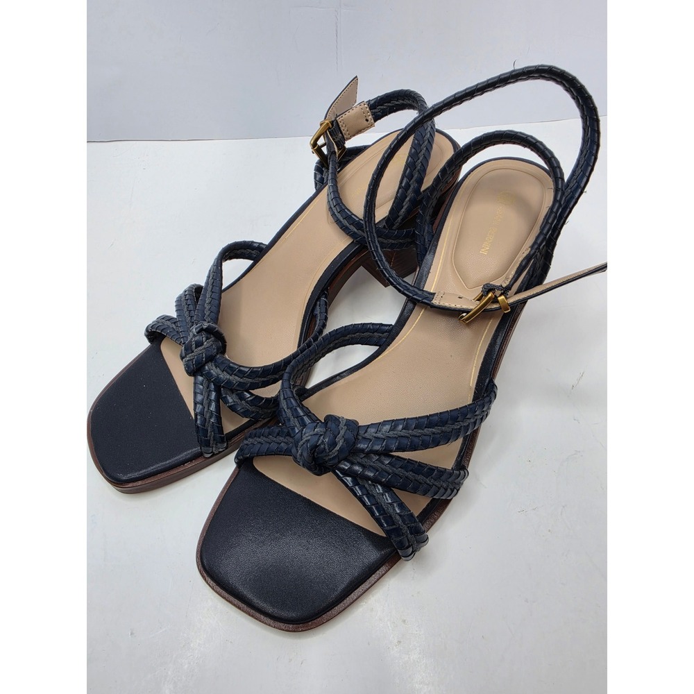 Giani Bernini Renaee Block Heel Woven Strappy Dress Sandals Royal Navy Size 8.5